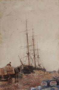 WAKEMAN Gerard 1864-1938,a three masted sailing ship loading timber,Mallams GB 2017-09-27