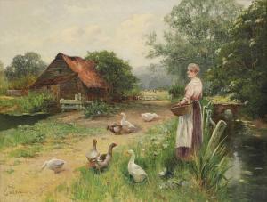 WALBOURN Ernest Charles 1872-1927,A woman tending geese beside a barn,Sworders GB 2023-09-26