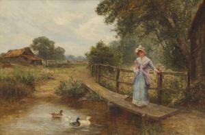 WALBOURN Ernest Charles 1872-1927,A young woman feeding ducks in a pond,Sworders GB 2023-09-26