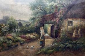 WALBOURN Ernest Charles,Young Girl outside a Country Cottage,David Duggleby Limited 2024-03-15