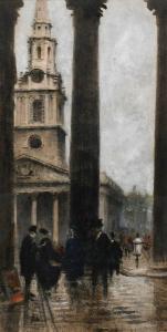 WALCOT William,Figures under the portico of the National Gallery,,Woolley & Wallis 2024-03-06