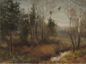 WALDEMAR VON Collins 1910-1999,Herbstwald mit auffliegenden Schnepfen,Reiner Dannenberg 2014-09-12