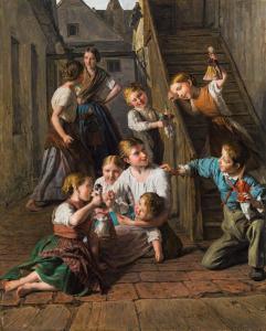 WALDMULLER Ferdinand Georg,Children playing with dolls,1864,im Kinsky Auktionshaus 2018-11-30