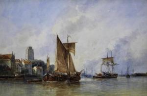 WALDORP Anthonie,Gezicht op de haven van Dordrecht op een zonnige d,1842,Venduehuis 2022-10-11