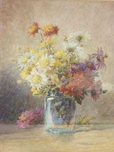 WALE John Porter 1860-1920,Still life of Chrysanthemums in a glass jar,Hansons GB 2022-06-30