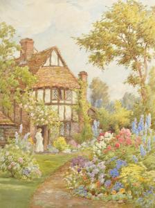 WALFORD Howard Neville 1864-1950,A Garden Scene with a Lady by a Cottage,John Nicholson 2018-05-23