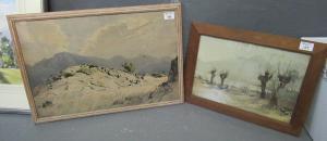WALKER Bernard Eyre 1886-1972,mountainous scene with grassland,Peter Francis GB 2022-02-02
