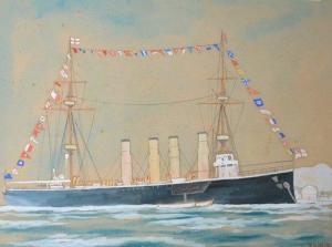 WALKER C.H,HMS Terrible Celebrating the Queen's Last Birthday at Hong Kong,Gilding's GB 2014-03-04