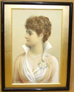 WALKER E.J 1800-1800,Portrait of a Young Lady wearing a White Rose to her Dress,Keys GB 2009-08-07