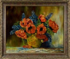 WALKER E 1900-1900,Red poppies and hyacinths in vase,Quinn's US 2012-03-03