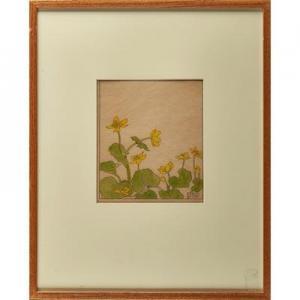 WALKER EDNA 1880,Nature study of yellow nasturtium,Rago Arts and Auction Center US 2017-09-23