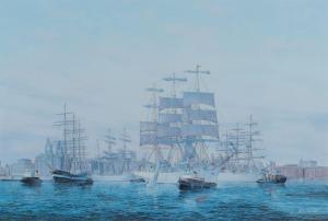 WALKER Edward D,ARRIVAL OF THE TALL SHIPS IN THE MERSEY,Ross's Auctioneers and values 2022-08-17