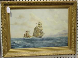 Walker Edward Donald,Galleon and another Sailing Vessel in a Strong Bre,Tooveys Auction 2018-01-24
