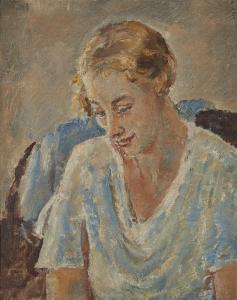 WALKER Ethel, Dame 1861-1951,Portrait of a woman in blue,Rosebery's GB 2024-03-12