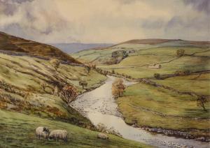 WALKER Florence Raingill 1934,Extensive Dales landscape with sheep in f,20th Century,Tennant's 2022-03-25