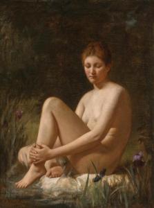 WALKER Henry Oliver 1843-1929,Contemplative Nude by a Stream,1887,William Doyle US 2019-03-27