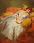 WALKER John Eaton 1820-1880,'In Dreamland' - A young lady wearing a pale blue ,Dickins GB 2008-06-14