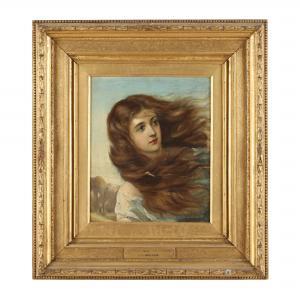 WALKER John Hanson 1844-1933,Portrait of a Girl with Windswept Hair,Leland Little US 2022-11-03