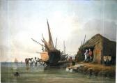 WALKER R.J,Fishing boat on the shore being unloaded by figure,Moore Allen & Innocent GB 2009-10-23