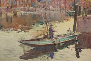 WALKER Robert 1922,Fishing from a long boat,Shapes Auctioneers & Valuers GB 2007-07-07