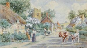 WALKER Robert Hollands 1882-1922,Cows on a village street; Feeding the ducks,Sotheby's GB 2007-06-21