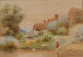 WALKER Robert Hollands 1882-1922,Rural landscape with thatched cottage,Capes Dunn GB 2018-10-16