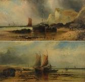 Wall W 1800-1800,Moored fishing boats with figures,Eastbourne GB 2023-01-11