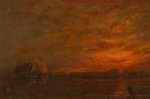 WALL William Allen 1801-1885,New Bedford Fish Pier at Sunset. Signed lower left,Eldred's 2008-11-20