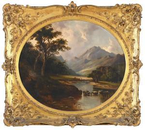 WALL William Guy 1792-1864,A MOUNTAINOUS LAKE LANDSCAPE SCENE WITH FIGURES,Lawrences GB 2022-04-06