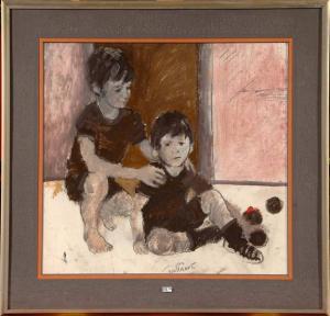 WALLAERT MARTIN 1944,Deux jeunes garçons jouant aux boules,VanDerKindere BE 2011-02-22