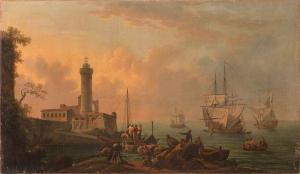 WALLAERT Pierre Joseph 1753-1812,Navi nel porto,Gliubich Casa d'Aste IT 2023-03-17