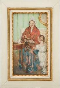 WALLANDER Alf, Alfred 1862-1914,Läsande kvinna med en flicka,1890,Uppsala Auction SE 2022-02-15