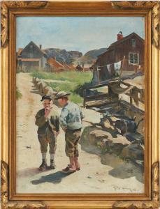 WALLANDER Alf, Alfred 1862-1914,Pojkar vid vägkanten en sommardag,1888,Uppsala Auction SE 2023-08-15