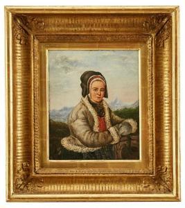WALLANDER Josef Wilhelm 1821-1888,Landskap med kvinna i folkdräkt,Uppsala Auction SE 2018-08-28