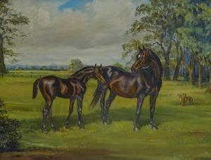 WALLER DAVID 1945,Mare and foal in landscape,Golding Young & Co. GB 2020-02-26