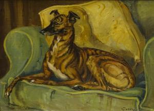 WALLER DAVID 1945,Seated hound on a chair,Golding Young & Co. GB 2020-02-26