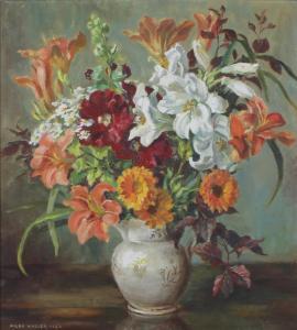 Waller Hilda 1950,still life study of a jug of flowers,1950,Denhams GB 2019-12-18