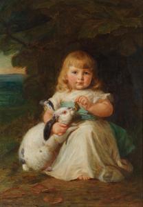 WALLER Mary Lemon,A little girl with a pet rabbit,1877,Bonhams GB 2024-03-13