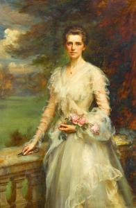 WALLER Mary Lemon,A portrait of a lady in a white dress with fresh c,1902,Bonhams GB 2022-05-05
