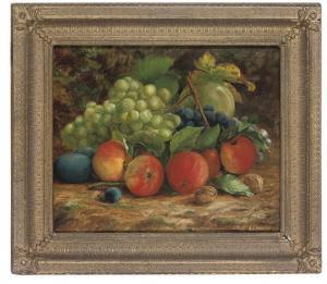WALLER Thomas 1800-1865,Apples, grapes, plums and walnuts on a bank,Christie's GB 2009-01-06