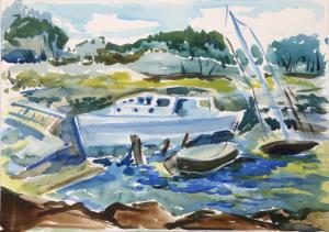 WALLERSTEIN Harold 1924-2007,Landscape with Boat,1980,Ro Gallery US 2024-03-23