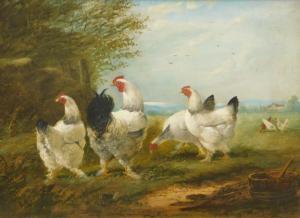 WALLETT Henry Charles,Hens in rural landscape,Golding Young & Mawer GB 2018-08-22