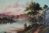 WALLINGER Cecil A 1800-1900,lakeside landscape,Halls GB 2020-11-04
