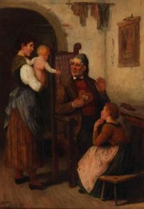 WALLIS George 1811-1891,Genreszene mit Familie,1869,Wendl DE 2016-10-20