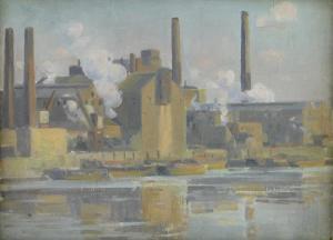 WALLIS John,Industrial river scene,Burstow and Hewett GB 2013-03-27