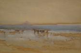 WALLIS Robert Bruce 1900,A view of St Michael's Mount, Cornwall from the beach,Dickins GB 2008-03-15