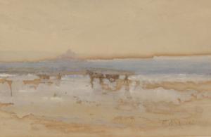 WALLIS Robert Bruce 1900,A view of St Michael's Mount, Cornwall from the beach,Dickins GB 2008-04-11