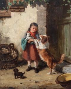 WALRAVEN Jan 1827-1863,Girl with Dogs,Hindman US 2019-04-25