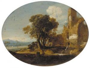 WALS Goffredo, Gottfried,An extensive Italianate landscape with classical r,Christie's 2001-07-13