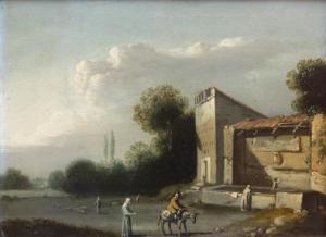 WALS Goffredo, Gottfried,An Italianate landscape with a donkey rider and a ,Venduehuis 2021-11-17